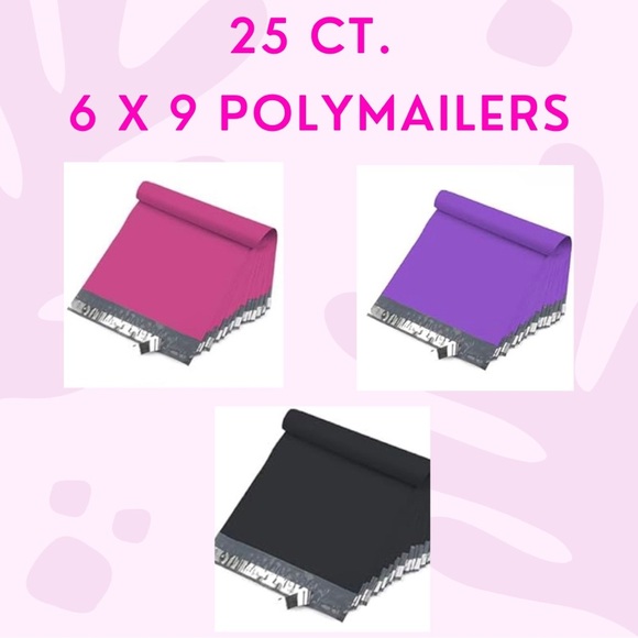 Other - 25 Poly Mailers 6x9 Self Seal Adhesive Heavy Duty Black Purple Dark Pink